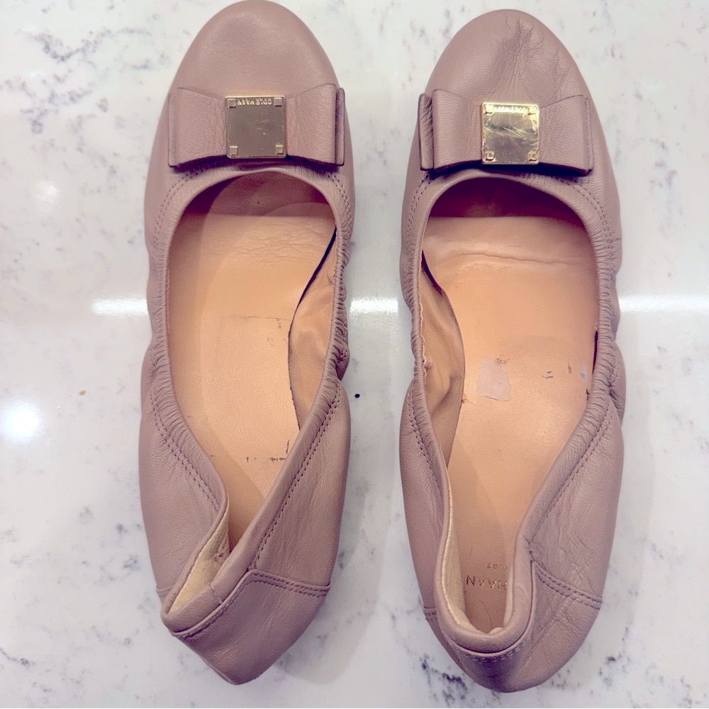 Cole Haan Tan Ballerina Bow flats